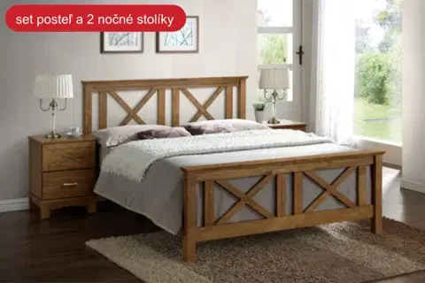 Manželské postele Výhodný set RANGER drevená posteľ 180 + nočné stolíky