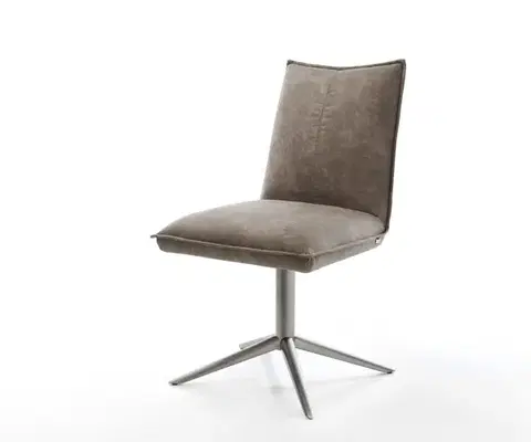 Jedálenské stoličky DELIFE Otočná jedálenská stolička Lelio-Flex mikrovlákno taupe vintage podstava grafit 360° otočná hojdacia funkcia vrecková pružina