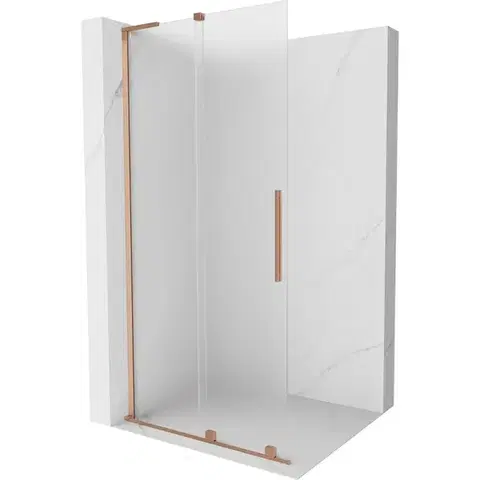 Sprchové dvere MEXEN/S - Velar L Sprchová zástena posuvná Walk-in 90 x 200, dekor 8 mm, meď kartáčovaná 871-090-003-33-65