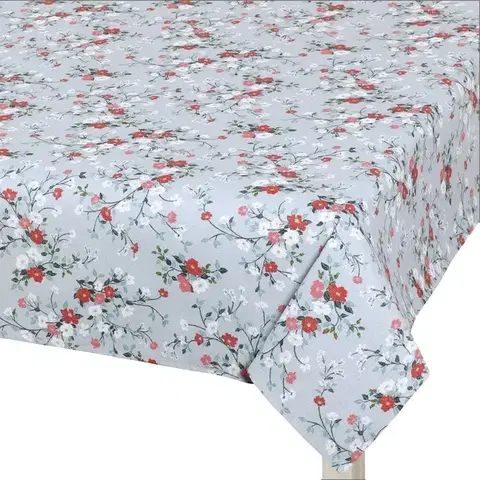 Obrusy Bellatex Obrus DITA Kvietky sivá, 140 x 180 cm