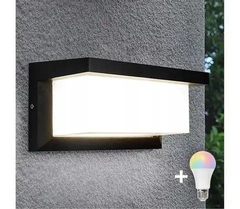 Svietidlá  LED RGBW stmievateľné vonkajšie nástenné svietidlo NEELY 1xE27/12W/230V IP54 čierne BW0332+AI0819