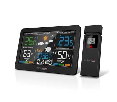 Meteostanice, teplomery a vlhkomery ELDONEX EWS-1010-BK - Meteostanica s LCD displejom 2xAAA čierna EWS-1010-BK