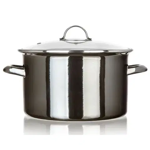 Hrnce Banquet Hrniec smaltovaný METALLIC Black 26 cm, 6 l, s pokrievkou, 26 cm
