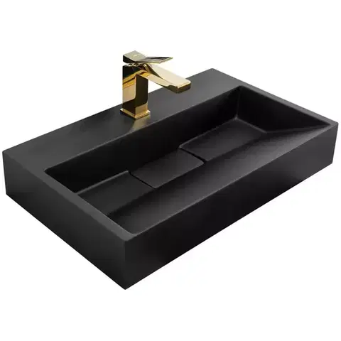 Umývadlá Umývadlo na dosku/na stenu Goya Black Mat 60 konglomerát