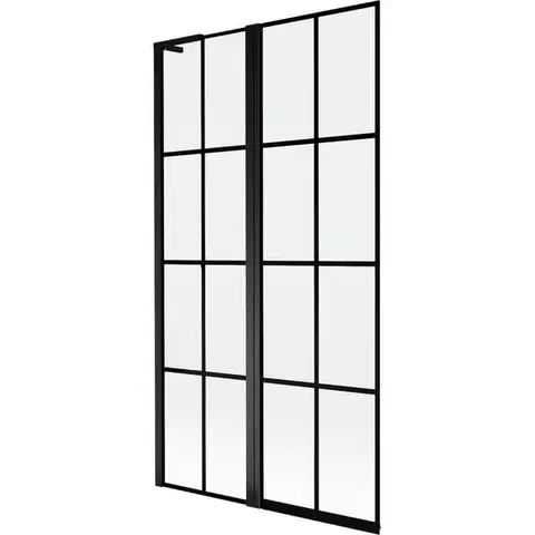 Sprchové dvere MEXEN/S - Mist L vaňová zástena 2-krídlová ľavá 100 x 150, čierna kratka, čierna 8A9L-100-011-70-77-L