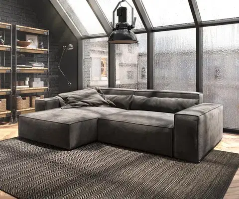 Rohové sedacie súpravy DELIFE Rohová pohovka Sirpio XL 270x170 cm mikrovlákno khaki-hnedá variabilné ležadlo