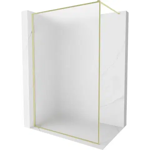 Sprchové dvere MEXEN/S - Kyoto-XF Sprchová zástena WALK-IN s rámom 110 x 202, dekor 10 mm, zlato kefovaná 800-110-104-55-30-X