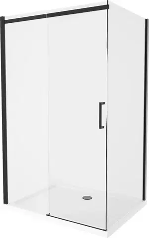 Vane MEXEN/S - Omega sprchovací kút 110x70, transparent, čierna + biela vanička so sifónom 825-110-070-70-00-4010B