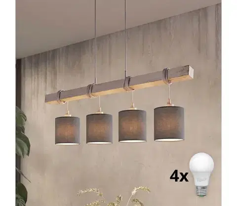 Svietidlá BRILAGI - LED luster na lanku NUBILA 4xE27/60W/230V sivá/antracit 1xEG49927A+4xBG1574
