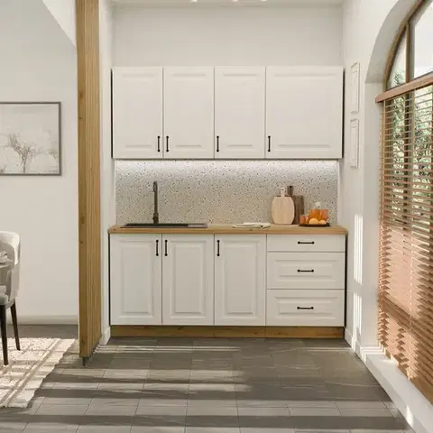 Modulový kuchynský nábytok Kuchynská linka Stilo Biely/Artisan 180cm bez pracovnej dosky