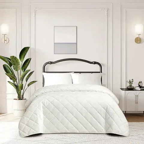 Prehozy na posteľ Prikrývka na posteľ Anna RQ-088 220x250 cm biela