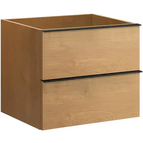 Kúpeľňový nábytok CERANO - Kúpeľňová skrinka pod umývadlo s úchytkou Velora - dub medový, čierna úchytka - 69x53x46,5 CER-665080