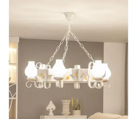 Svietidlá BRILAGI - Luster na reťazi QUEEN 6xE14/40W/230V buk/krémová EX-01075
