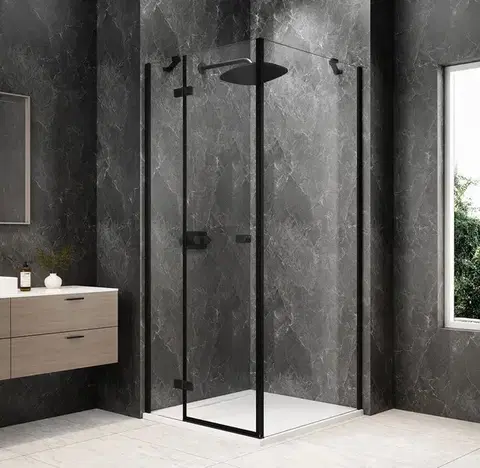 Sprchové dvere POLYSAN - GLOBE BLACK štvorcová sprchová zástena 1000x1000, číre sklo, ľavá GB1010-3415LB