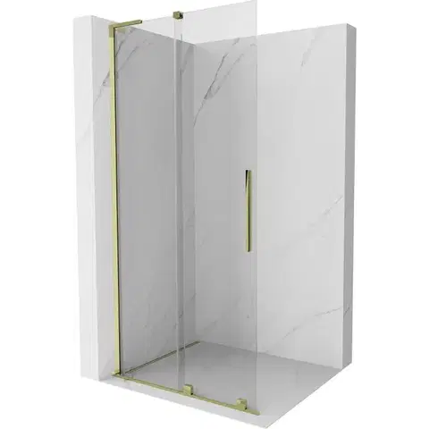 Sprchové dvere MEXEN/S - Velar L Sprchová zástena posuvná Walk-in 100 x 200, transparent 8 mm, zlato 871-100-003-03-50