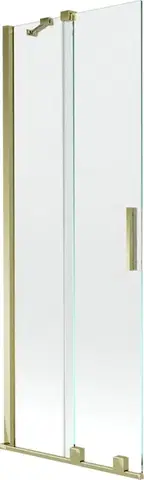 Sprchové dvere MEXEN/S - Velar Dvojkrídlová posuvná vaňová zástena 75 x 150, transparent, zlatá 896-075-000-01-50