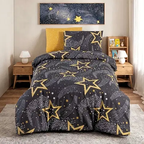 Obliečky Obliečky bavlnené Star čierna 200x140cm+90x70cm TiaHome