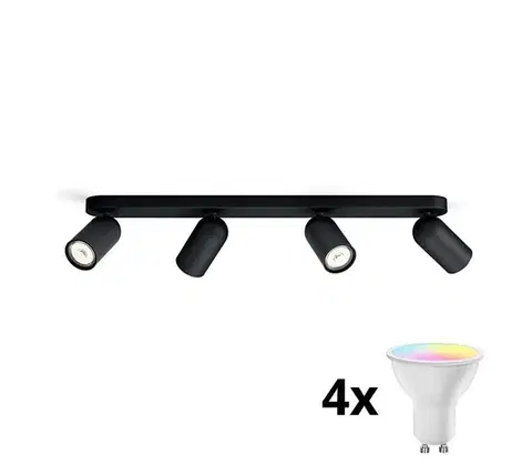 Svietidlá Philips - LED RGBW stmievateľné bodové svietidlo 4xGU10/4,8W/230V3000K čierna + DO P2055+4xAI2362