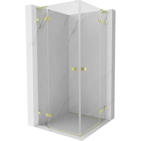Sprchovacie kúty MEXEN/S - Lunar L Duo sprchovací kút dvere krídlové 85 x 85, transparent, zlato kartáčovaná 834L-085L-085P-55-00