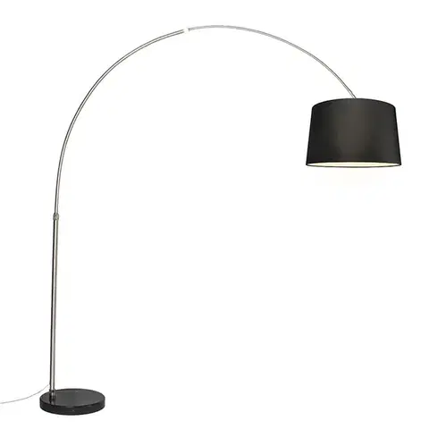 Oblúkové lampy Oceľová oblúková lampa s látkovým tienidlom čierna 45 cm - XXL