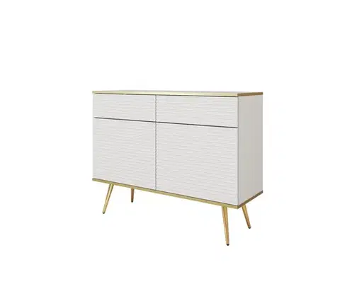 Komody ArtPS Komoda BIJOU KSZ-107 MDF | biela / zlaté nohy