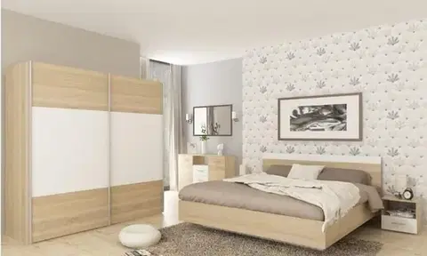 Spálňové zostavy KONDELA Gabriela New 180 spálňová zostava dub sonoma / biela