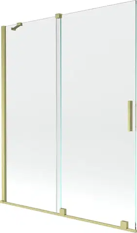 Sprchové dvere MEXEN/S - Velar Dvojkrídlová posuvná vaňová zástena 140 x 150, transparent, zlatá kartáčovaná 896-140-000-01-55