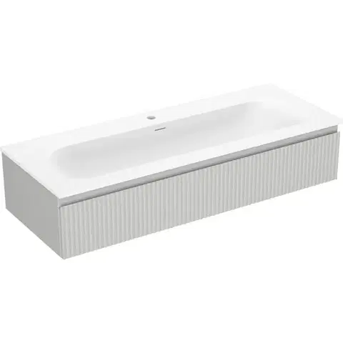 Kúpeľňový nábytok MEXEN/S - Rivel kúpeľňová skrinka 120 cm s umývadlom Vela, 1 šuplík, reliéf, šedá mat/biela mat 91A20-12023-1-BF62-W23M01