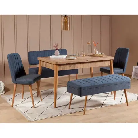 Jedálenské sety Jedálenský set s rozkladacím stolom a stoličkami (5 kusov) Vina 1048 - 4 - Atlantic, Dark Blue