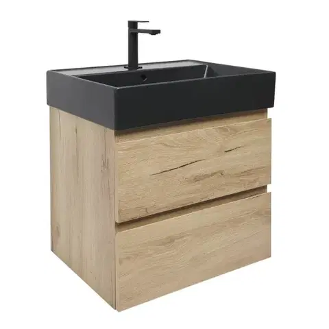Kúpeľňový nábytok Kúpeľňová skrinka 2 zásuvková s umývadlom SAT B-Way 59x50x45 cm dub mat BWAY260OAKU2B2B BWAY260OAKU2B2B