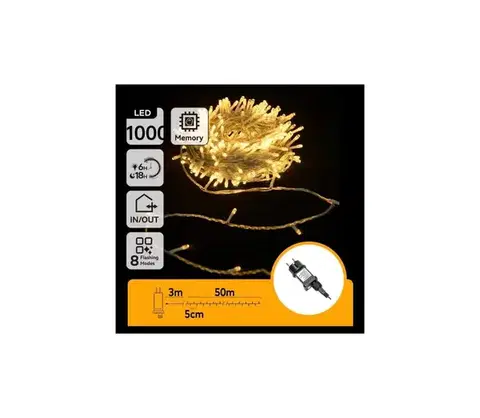LED osvetlenie  B.V.  - LED vonkajšia vianočná reťaz 1000xLED/6W/230V 50m IP44 teplá biela B10303ABMB