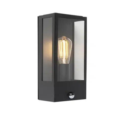 Vonkajsie svetlo so senzorom Vonkajšia nástenná lampa čierna s pohybovým senzorom IP44 - Rotterdam