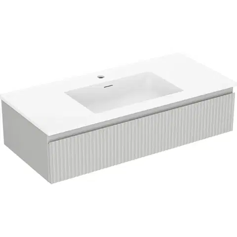 Kúpeľňový nábytok MEXEN/S - Rivel kúpeľňová skrinka 100 cm s umývadlom Otis, 1 šuplík, reliéf, sivá mat/biela mat 91A20-10023-1-BF62-W18M01