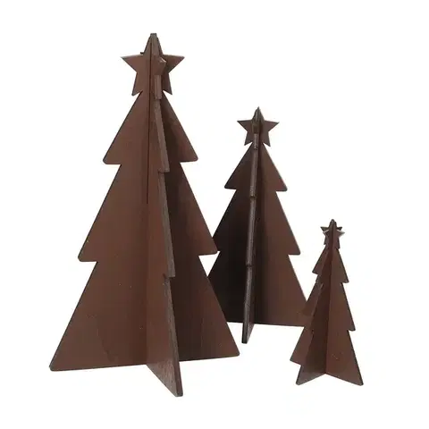 Vianočné dekorácie Dekorácia Rustic Trees 3 ks hnedá
