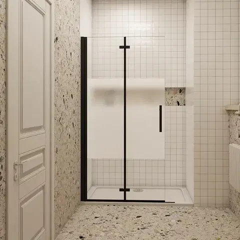 Sprchovacie kúty H K - Zalamovacia WALK-IN zástena Melody Black Line WF1 76x195, číre sklo MBLINEWF176