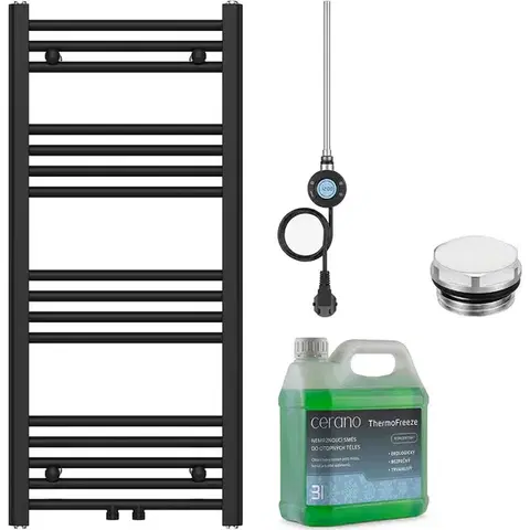 Doplnky do kúpeľne CERANO - Kúpeľňový elektrický radiátorový set Benito - WIFI - 300W - čierna matná - 1000x450 mm CER-698767