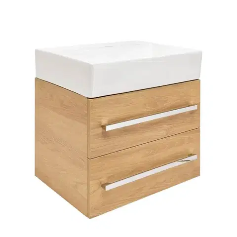 Kúpeľňový nábytok Kúpeľňová skrinka s umývadlom SAT Cube Way 60x53x46 cm dub Hickory mat CUBE46602DHSATCWL CUBE46602DHSATCWL