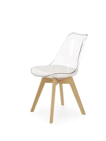 Jedálenské stoličky HALMAR K246 jedálenská stolička biela / priehľadná / buk