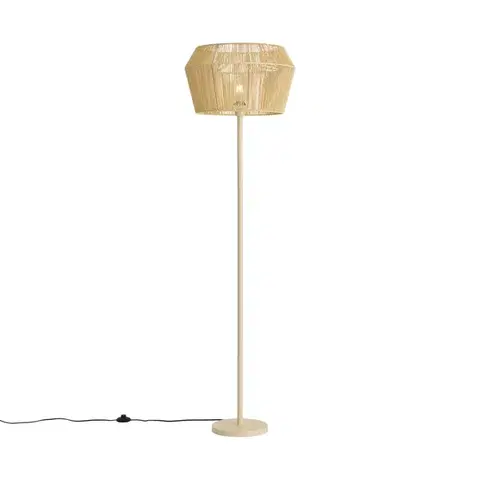 Stojace lampy Stojaca lampa béžová s tienidlom z papierového lana 50/50/30 - Simplo