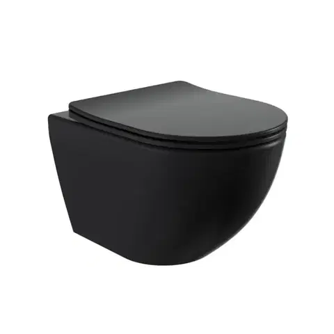 Záchody Wc s doskou softclose závesné vírové SAT Fusion čierna mat zadný odpad SATFUS010RTORPBKM SATFUS010RTORPBKM