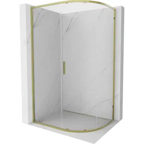 Sprchovacie kúty MEXEN - Exo štvrťkruhový posuvný sprchovací kút 120 x 90, transparent, zlato 8131-120-090-50-00