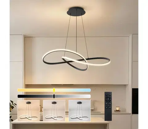 Svietidlá BRILAGI - LED stmievateľný luster na lanku INFINITY LED/80W/230V 80x80 cm čierny + diaľkové ovládanie BRI908