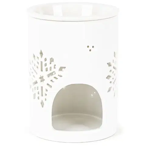 Svietniky Porcelánová arómalampa Snow flower biela, 8,5 x 12 cm