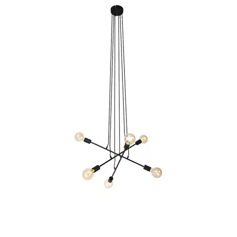 Závesné svietidlá Moderné závesné svietidlo čierne 80 cm 6-svetlo - Sydney