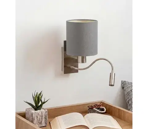 Svietidlá BRILAGI - LED flexibilná nástenná lampa NUBILA 1xE27/25W/230V+LED/3W chróm/svetlosivá BG1556+BG2454