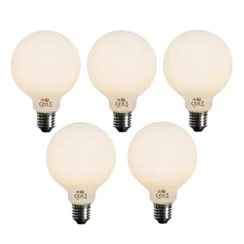 LED osvetlenie Sada 5 ks E27 3-stupňová stmievateľná LED žiarovka opálové sklo G95 4W 450lm 2700K