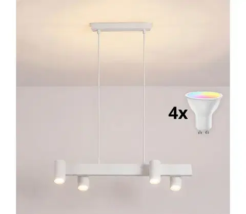 Svietidlá BRILAGI - LED RGBW Stmievateľný zavesný luster na lankách SELE 4xGU10/6,5W/230V biela BG5269+4xAI0589