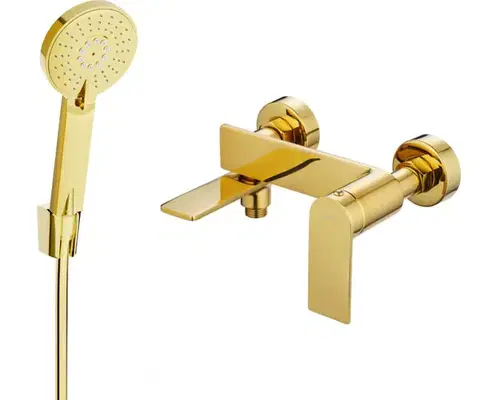 Kúpeľňové batérie MEXEN/S - Zero SET vaňová batéria s príslušenstvom R40, zlatá 7113R40-50