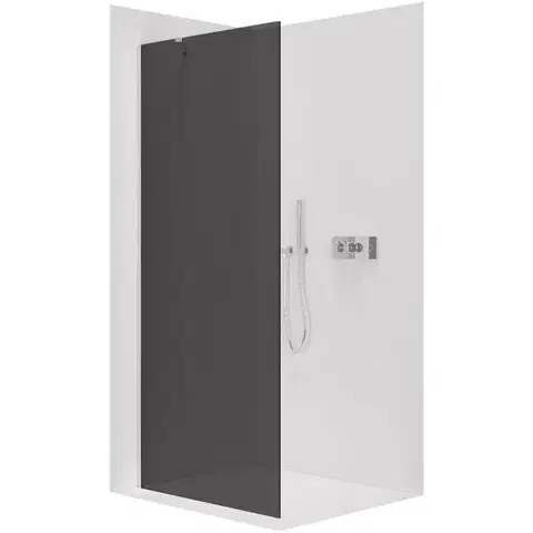 Sprchovacie kúty CERANO - Sprchová zástěna Walk-in Onyx Y L/P - 10 mm - chrom, grafitové sklo - 140x200  CER-8050BD8600