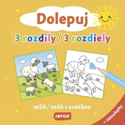 Pre deti a mládež - ostatné Dolepuj 3 rozdíly / 3 rozdiely - sešit/ zošit s ovečkou + samolepky (CZ/SK vydanie)